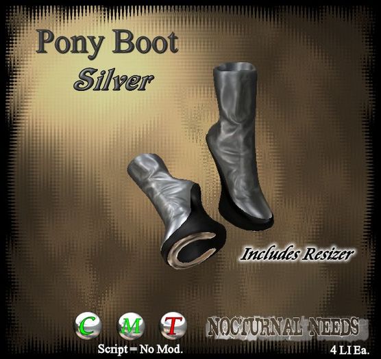 Pony Girl Boots: Silver