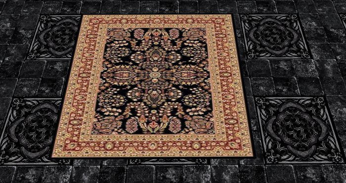 Rug - Black/Burgandy