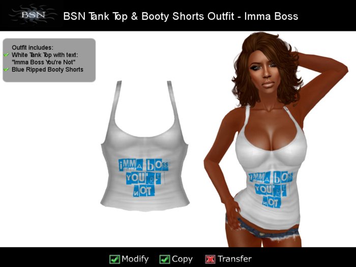 BSN Tank Top & Booty Shorts Outfit - Imma Boss