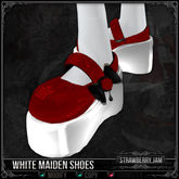 Curious Kitties Gothic Fuzz - White Maiden Shoes - Strawberry Jam