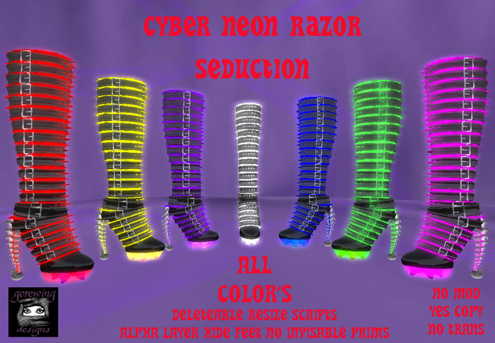 cyber neon razor seduction boots all color's