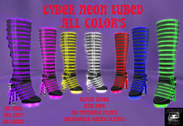 Cyber neon Tubed boots all color's