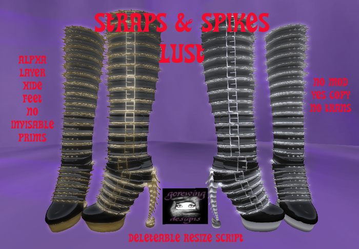 straps and spikes lust boots silver / gold