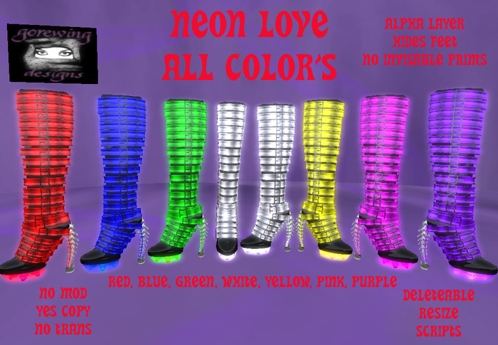 neon love boots all color's
