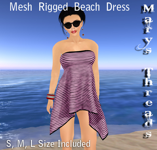 {m.t} Mesh Riged Beach Dress- pink stripe