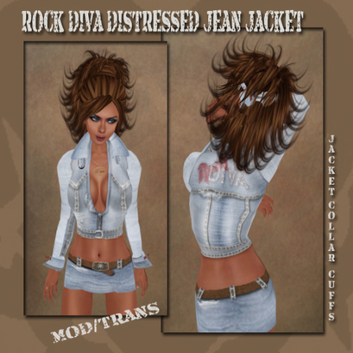 [M.T] ROCK DIVA FADED DISTRESSED JEAN JACKET PRIM ATTACHMENTS
