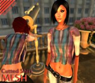 Heroes Art.Cutted Shirt Dirty Stripe Woman Cutted Shirt MEsh Box