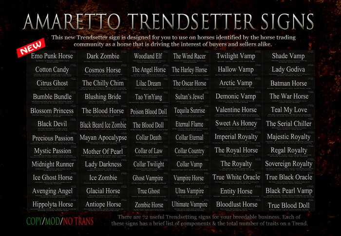 AMARETTO TRENDSETTING SIGNS
