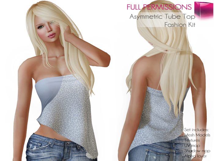 Full Perm Classic Rig Female Asymmetric Tube Top for Classic Avatars