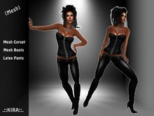 .::KIRA::. Mesh Black Buckle Corset Complete Outfit