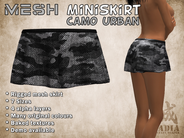 ~Nadia~ Mesh Miniskirt Urban Camo