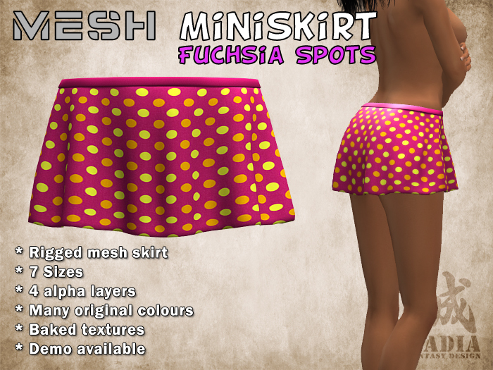 ~Nadia~ Mesh Miniskirt Spots Fuchsia