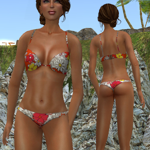 "Floral orange white" bikini