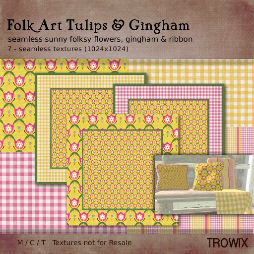 Trowix - Folk Art Tulips & Gingham Textures