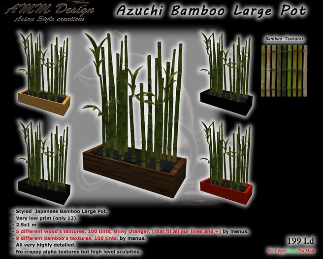*AMM Design Furniture / Decor Japanese Azuchi Bamboo Large Pot Asian