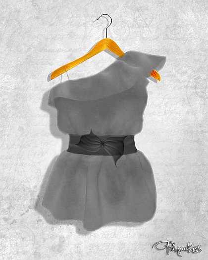 {PaNCaKeS} Mesh- Crushed Silk One Shoulder Ruffle Top- Grey