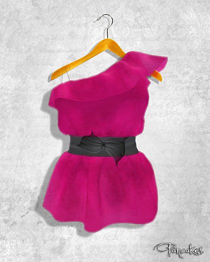 {PaNCaKeS} *PROMO* Mesh- Crushed Silk One Shoulder Ruffle Top- Magenta