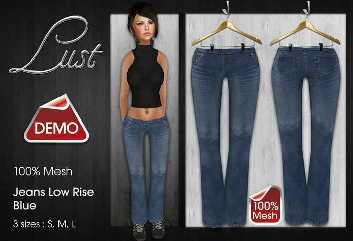 Lust - DEMO - Mesh Low Rise Jeans Blue - 3 Sizes