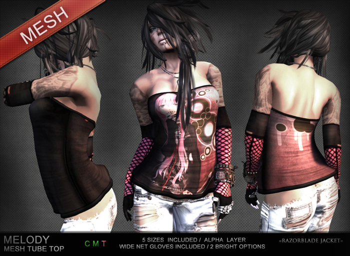 =Razorblade Jacket= MESH Tube Top / Melody 
