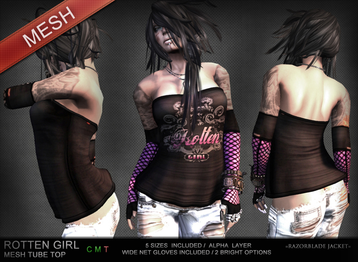 =Razorblade Jacket= MESH Tube Top / Rotten - Violet