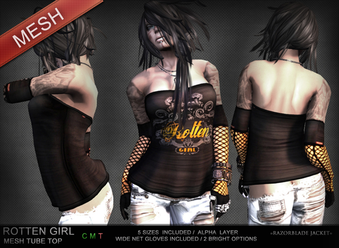=Razorblade Jacket= MESH Tube Top / Rotten -Orange