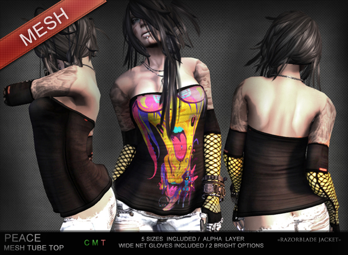 =Razorblade Jacket= MESH Tube Top / Peace