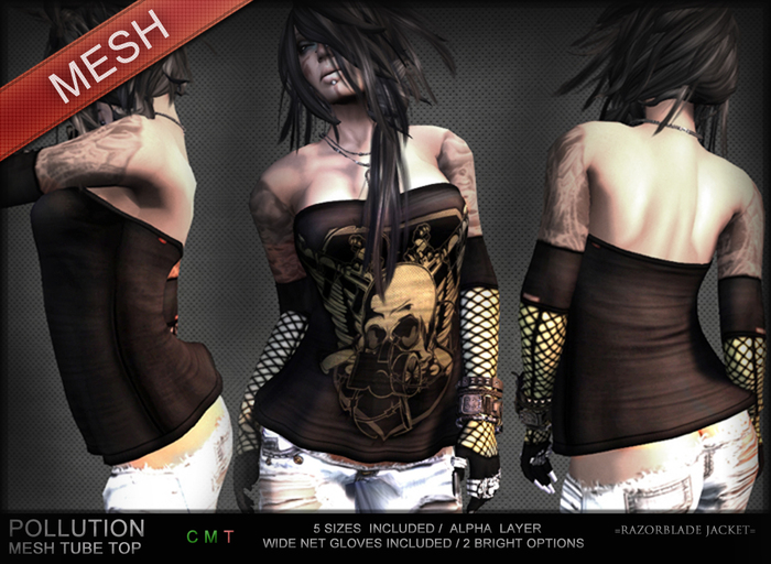 =Razorblade Jacket= MESH Tube Top / Pollution