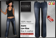 Karma - Mesh Jeans Low Rise - Denim Blue & Leather Black - 5 Sizes include (Fi)