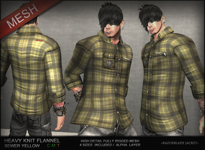 =Razorblade Jacket= Flannel Shirt / Sewer Yellow