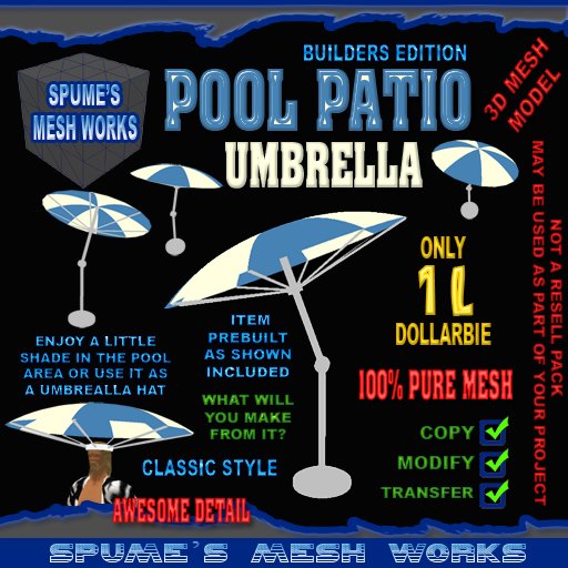 PATIO POOL UMBRELLA  & UMBRELLA HAT DOLLARBIE/FREEBIE 