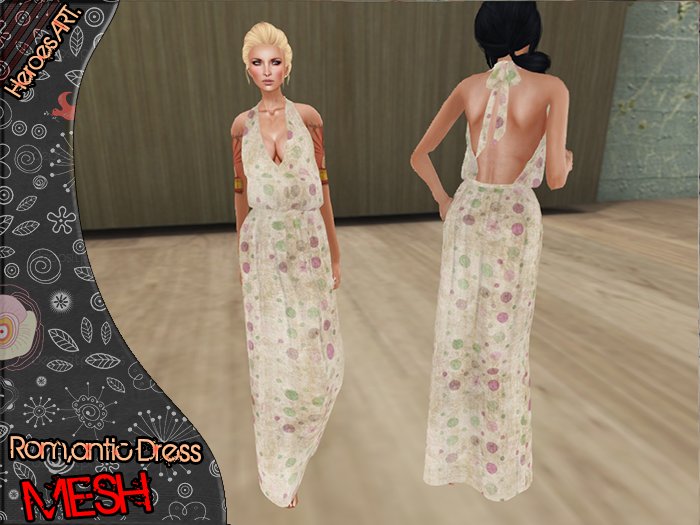 Heroes Art. Romantic Dress White Vintage Dots   Woman MEsh Long Dress 