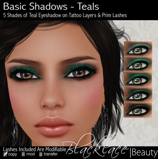 ~Blacklace Beauty~  Basic Shadows - Teals