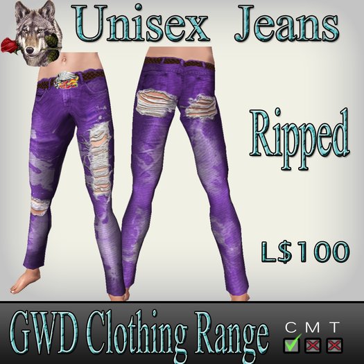 GWD Purple Bleached & Ripped Jeans