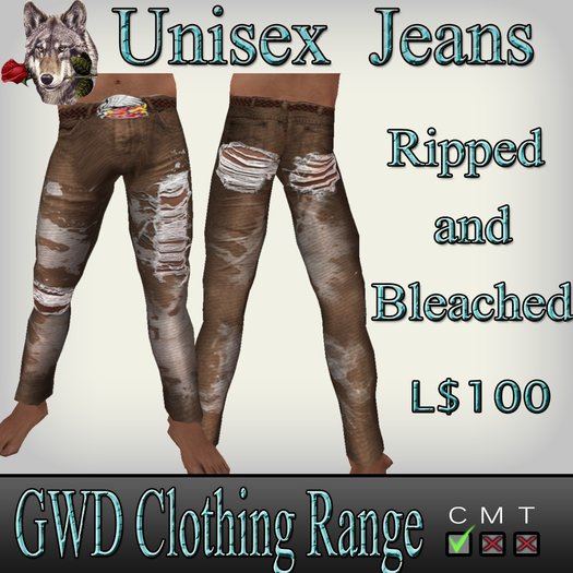 GWD Brown Bleached & Ripped Jeans