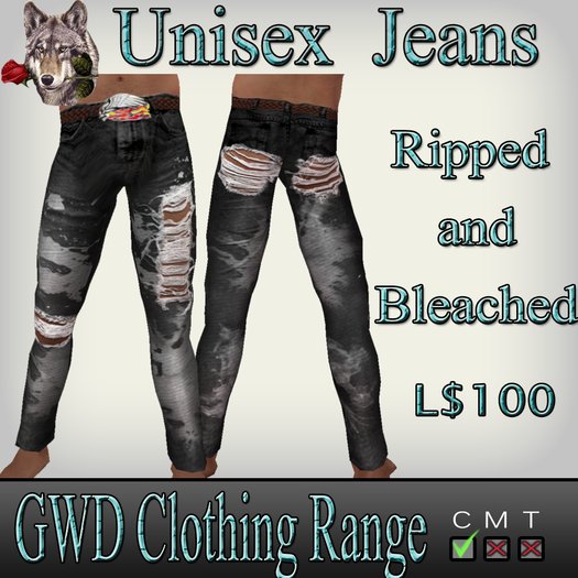 GWD Black Bleached & Ripped Jeans