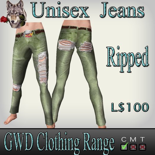 GWD Green Bleached & Ripped Jeans