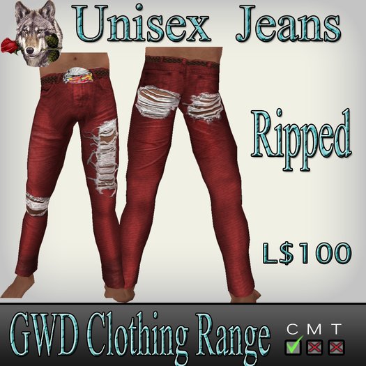 GWD Red Ripped Jeans