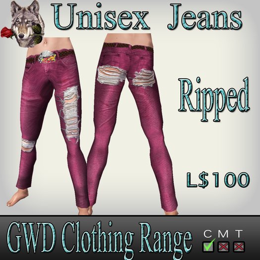 GWD Pink Ripped Jeans