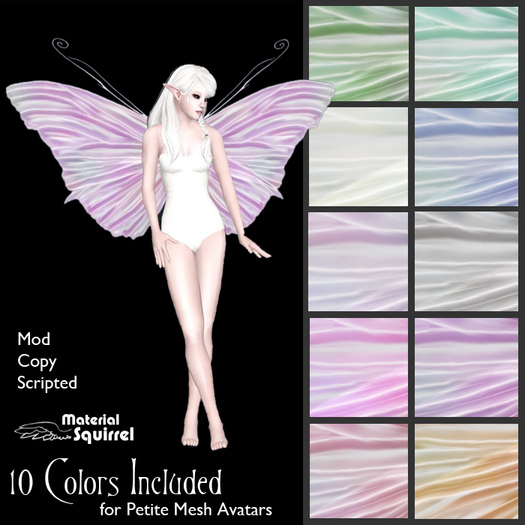 Demoiselle Butterfly Wings - 10 Pack for Petites - Flexi Scripted Butterfly Wings by Material Squirrel