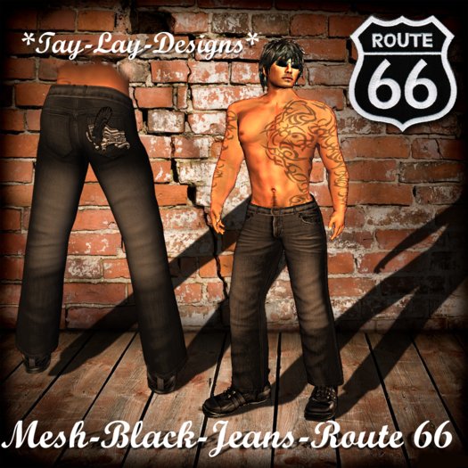 *Tay-Lay-Designs!!!-Mesh-Black-Jeans-Route 66