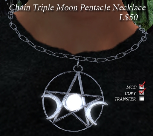 Chain Triple Moon Pentacle Necklace (v2)