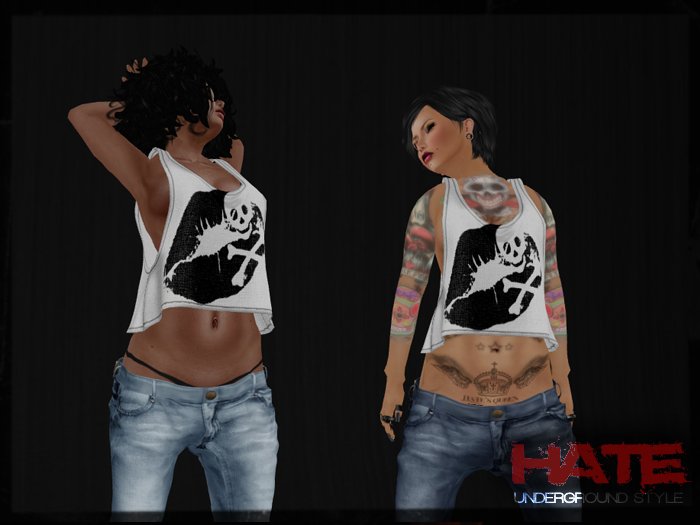 Hate - Loose Tank Top (Emo Lips - White)