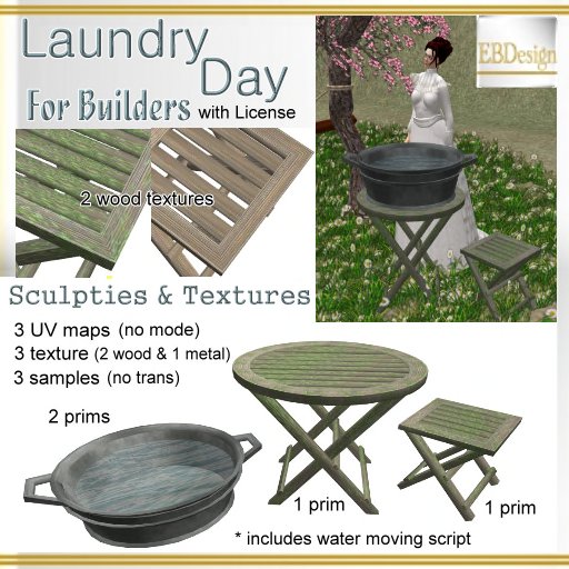 EBDesign - Laundry Day - wash tube & table & stool