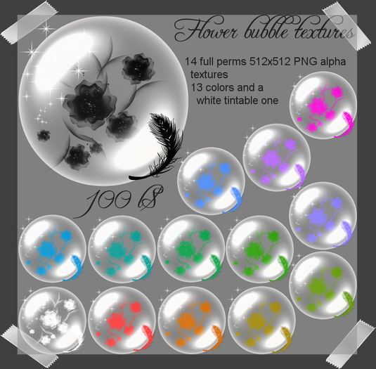 Flower bubble cute Alpha PNG full perms textures