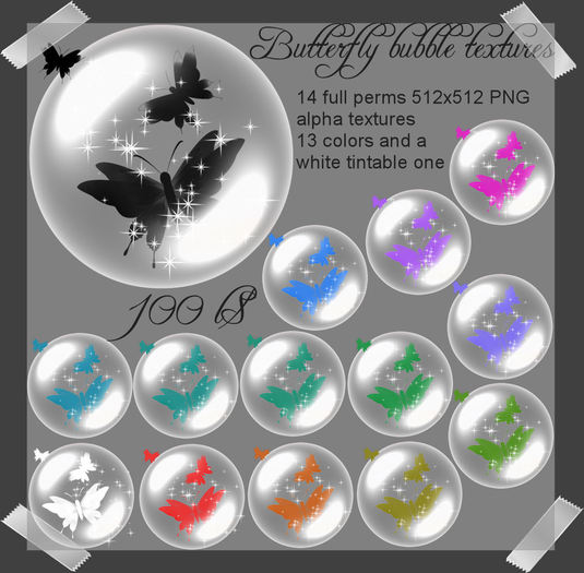 Butterfly bubble cute Alpha PNG full perms textures