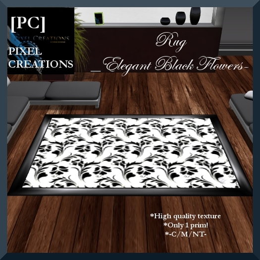 [PC] RUG "ELEGANT BLACK FLOWERS" (Boxed)