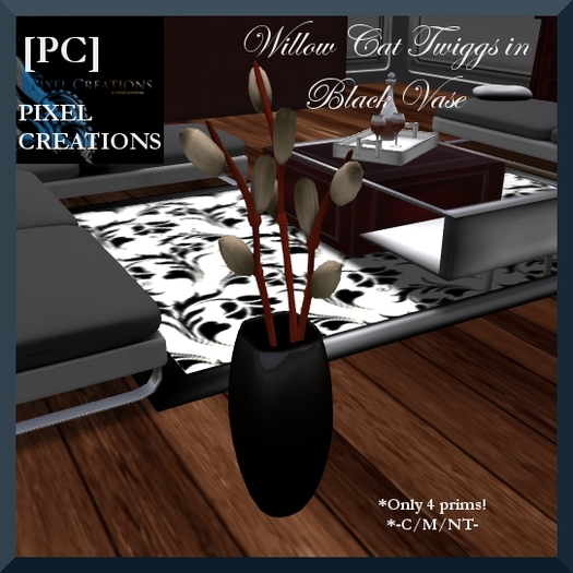 [PC] WILLOW CAT TWIGS IN BLACK VASE (Boxed)