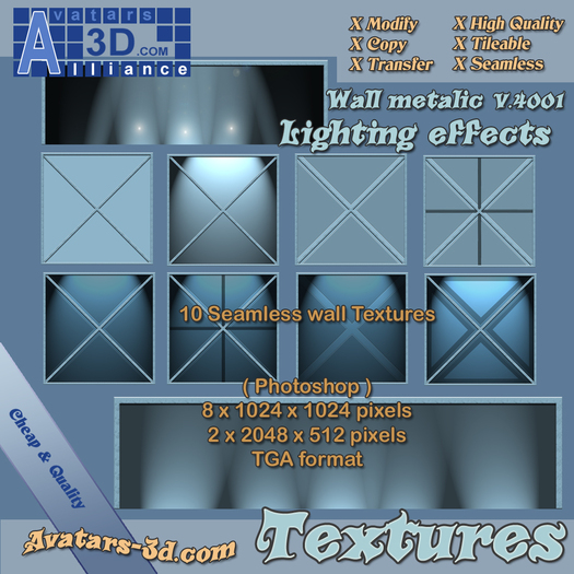 Textures wall metalic v.4001 lighting effects - builder kit 