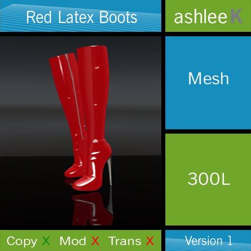 ashleeK Red Latex Boots