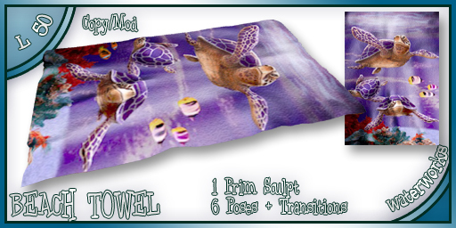 WaterWorks Smooth Animated Beach Towel - Turtles